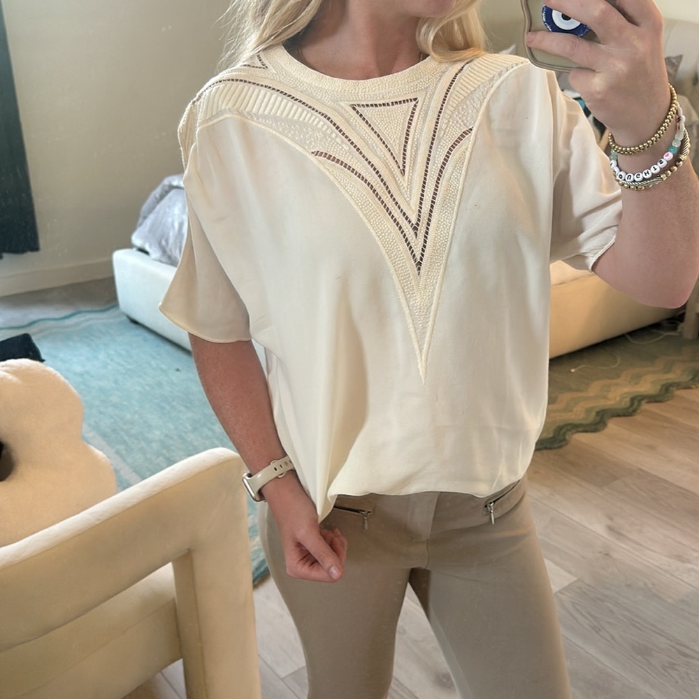 IRO Calana White Short Sleeve Blouse